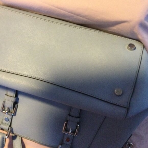 Michael Kors Light Blue Large Leather Satchel/Shoulder Bag Very Nice - Picture 6 of 6